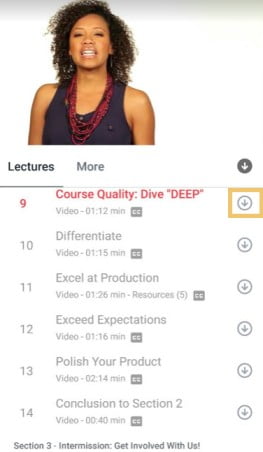 In the curriculum, tap the download icon that appears next to the course title